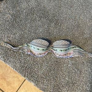Black and white with pastels print bandeau swim top